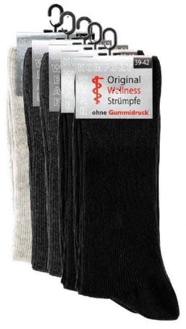 10 Paar TippTexx 24 Unisex Gesundheits-Socken ohne Gummidruck