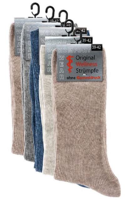 10 Paar TippTexx 24 Unisex Gesundheits-Socken ohne Gummidruck