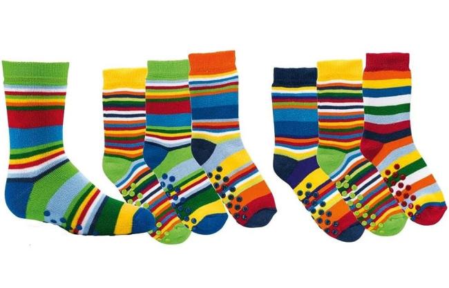 6 Paar TippTexx 24 Kinder ABS Stoppersocken Gute Laune Ringel