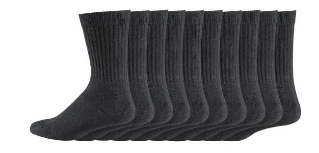 10 Paar TippTexx 24 Sportsocken schwarz mit Komfortbund, für Herren & Damen