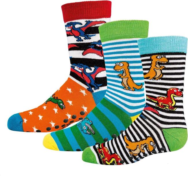 6 Paar TippTexx 24 Kinder ABS Stoppersocken Dinos