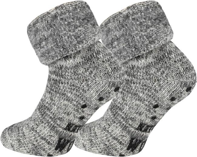 2 Paar TippTexx 24 THERMO-Wollsocken mit ABS Stopper & Innenfrottee