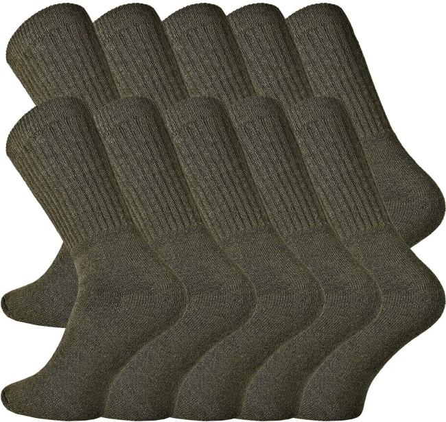 10 Paar TippTexx 24 Sportsocken, Bundeswehrsocken, Jagdsocken, khaki olivgrün