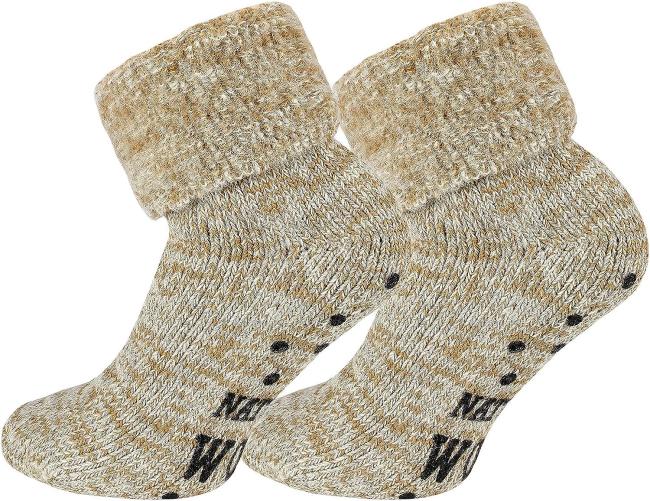 2 Paar TippTexx 24 THERMO-Wollsocken mit ABS Stopper & Innenfrottee