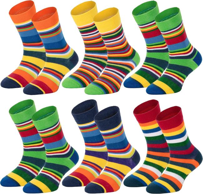 6 Paar TippTexx 24 Kinder Socken Gute Laune Ringel