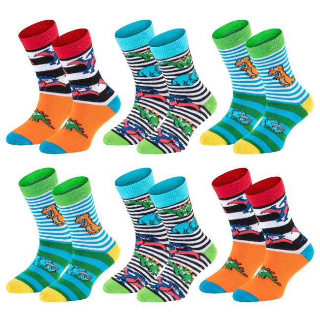 6 Paar TippTexx 24 Kinder Socken Lustige Dinos