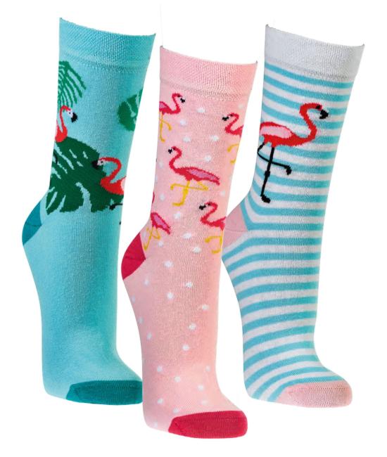 6 Paar TippTexx 24 Damensocken Florida Flamingo