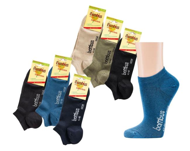 6 Paar TippTexx 24 softe Bambus Sneakers Socken, sortiert für Damen & Herren