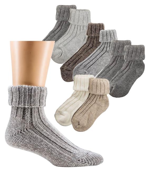 2 Paar TippTexx 24 Umschlag-Socken Wollsocken mit Alpaka