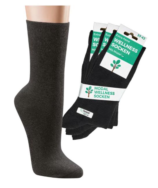 6 Paar TippTexx 24 Modalsocken weiche Wellness Socken "Holz-Socken"