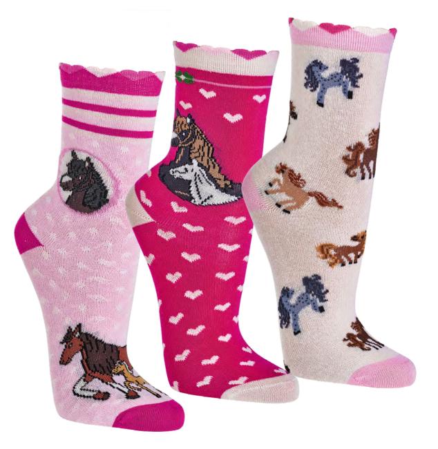 6 Paar TippTexx 24 Kinder Socken Romantik Pferd