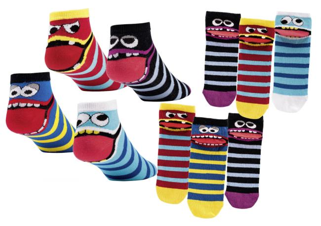 6 Paar TippTexx 24 Kinder Sneakersocken Freche Bande