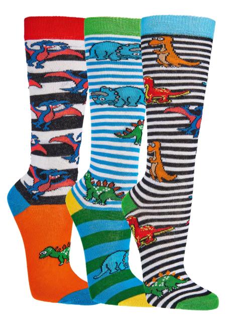 6 Paar TippTexx 24 Kinder Kniestrümpfe Dino