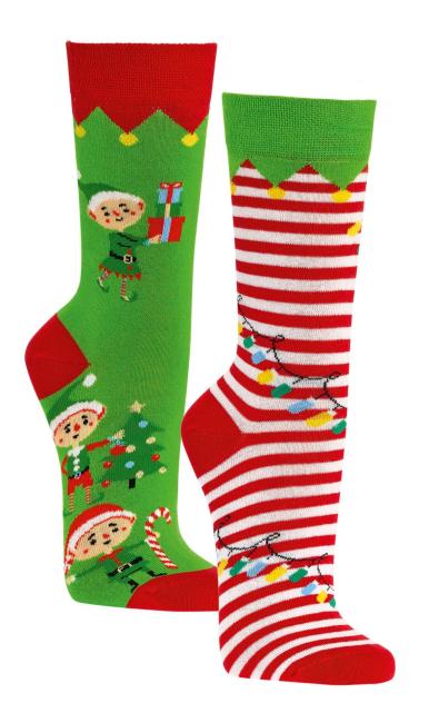 2 Paar TippTexx 24 lustige Weihnachts-Socken Elfe