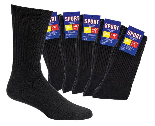 10 Paar TippTexx 24 Sportsocken schwarz, Herren und Damen, schwere Qualität