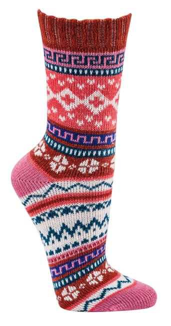 3 Paar TippTexx 24 Hygge Socken Kreuze fröhlich-bunte Norweger Socken