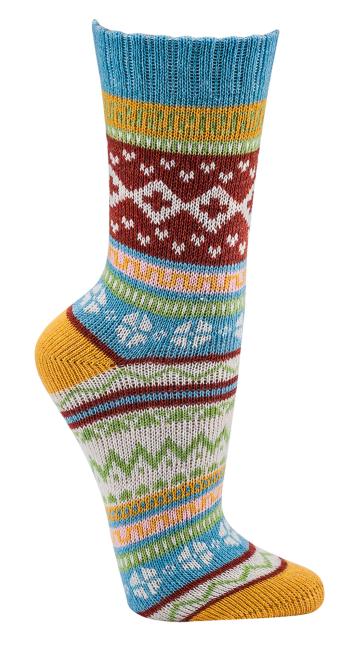 3 Paar TippTexx 24 Hygge Socken Kreuze fröhlich-bunte Norweger Socken