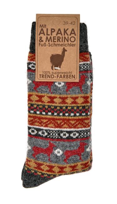 2 Paar TippTexx 24 Hygge Norweger-Socken "Peru" mit Merino- & Alpakawolle