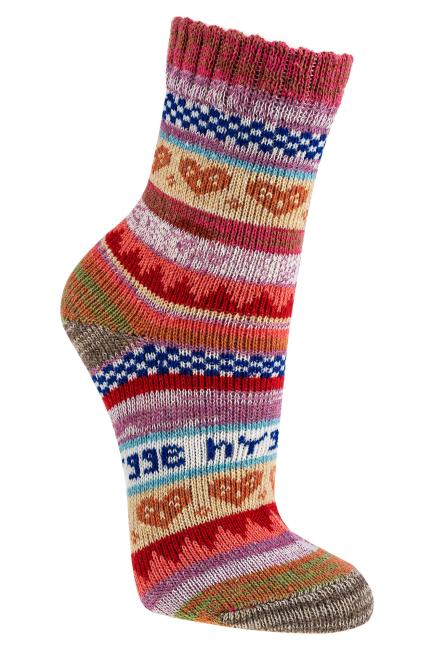 3 Paar TippTexx 24 Hygge Socken Herzen fröhlich-bunte Norweger Socken
