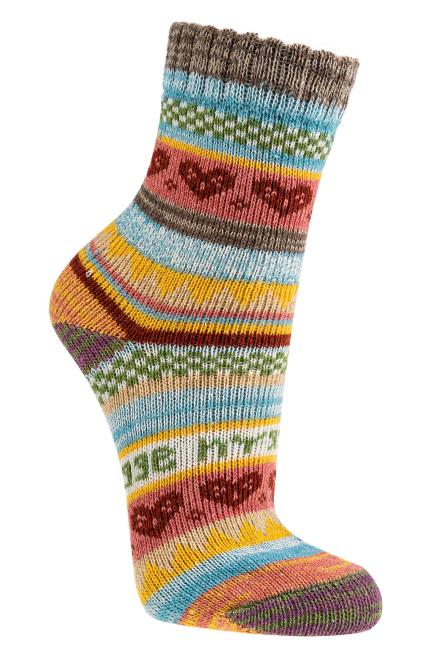 3 Paar TippTexx 24 Hygge Socken Herzen fröhlich-bunte Norweger Socken