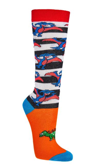 6 Paar TippTexx 24 Kinder Kniestrümpfe Dino