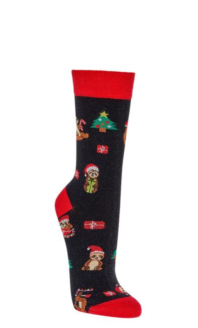 2 Paar TippTexx 24 lustige Weihnachts-Socken Faultier