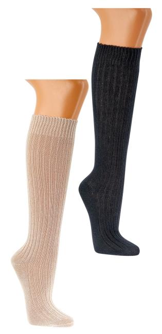 2 Paar TippTexx 24 Wellness-Kniestrümpfe 100% Bio-Baumwolle