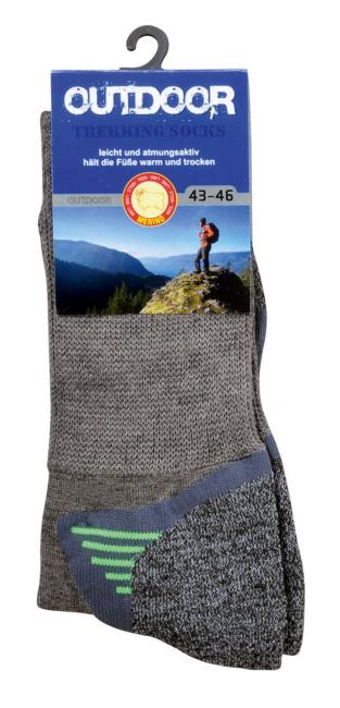 2 Paar TippTexx 24 Wandersocken Trekkingsocken mit Wolle vom Merinoschaf