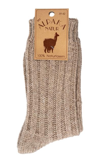 2 Paar TippTexx 24 100% Wollsocken mit Alpakawolle NATUR PUR