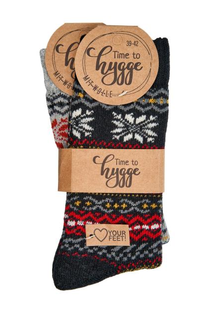 2 Paar TippTexx 24 Hygge-Socken mit Wolle, sortierte Farben