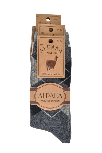 6 Paar TippTexx 24 warme Alpaka-Socken im Karo-Design