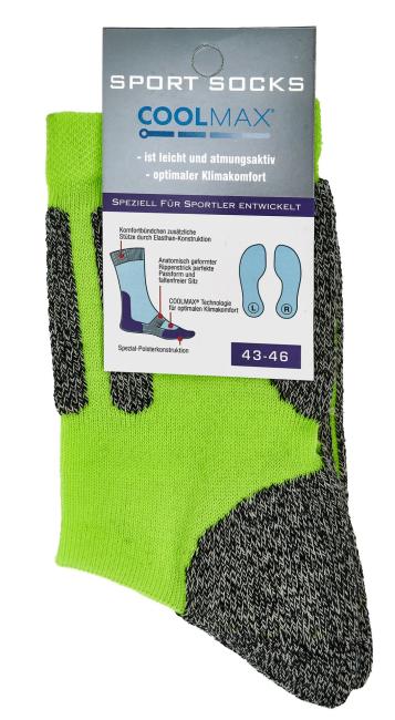 2 Paar TippTexx 24 COOLMAX Sport Trekkingsocken in Neon-Farben
