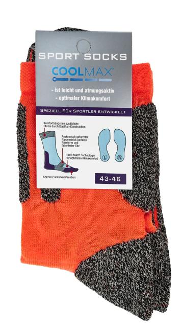 2 Paar TippTexx 24 COOLMAX Sport Trekkingsocken in Neon-Farben