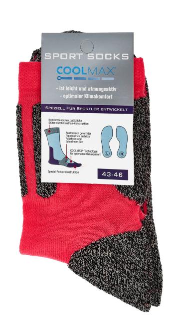 2 Paar TippTexx 24 COOLMAX Sport Trekkingsocken in Neon-Farben